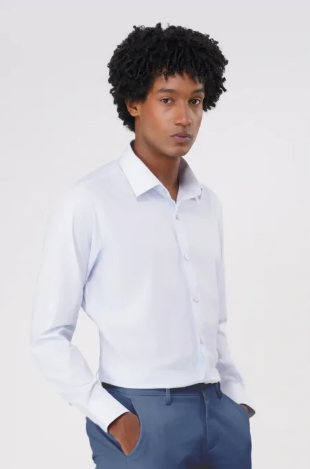 Classic White Cotton Slim Fit Shirt
