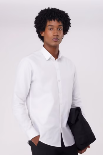 Derris Artisan Classic Cotton Shirt - Solid White - Detail View 7