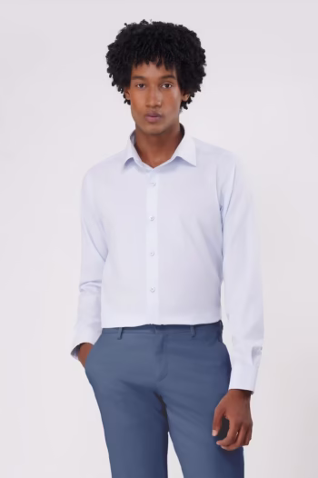 Derris Essential Classic Cotton Shirt - Crisp White - Detail View 4