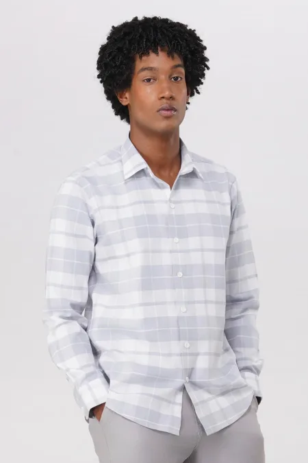 Classic Light Grey Check Slim Fit Shirt