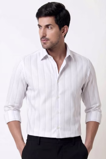 Derris Supreme White Luxury Striped Shirt