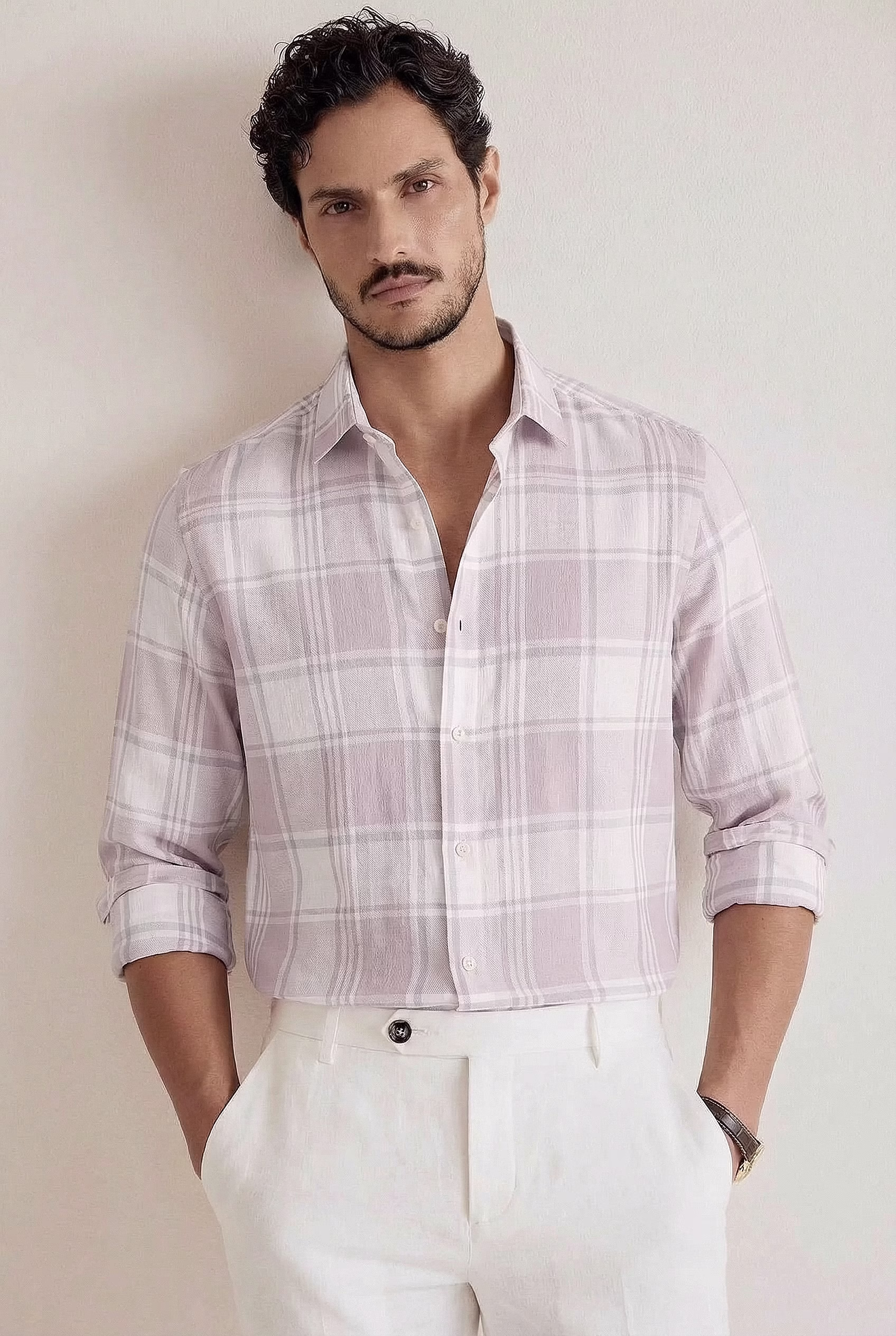 Classic White Pink Check Shirt