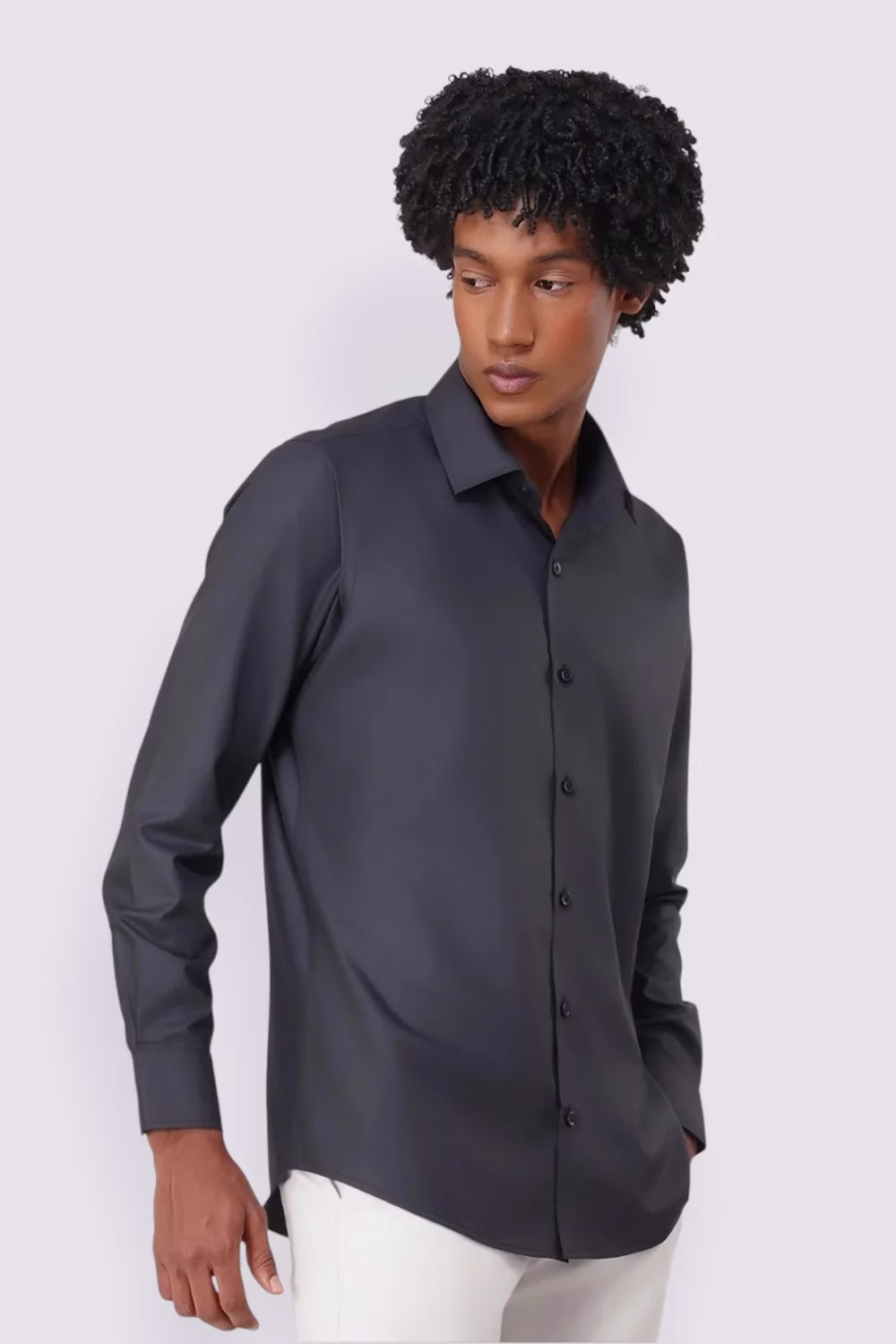 Derris Supreme Solid Wrinkle Free Black Shirt