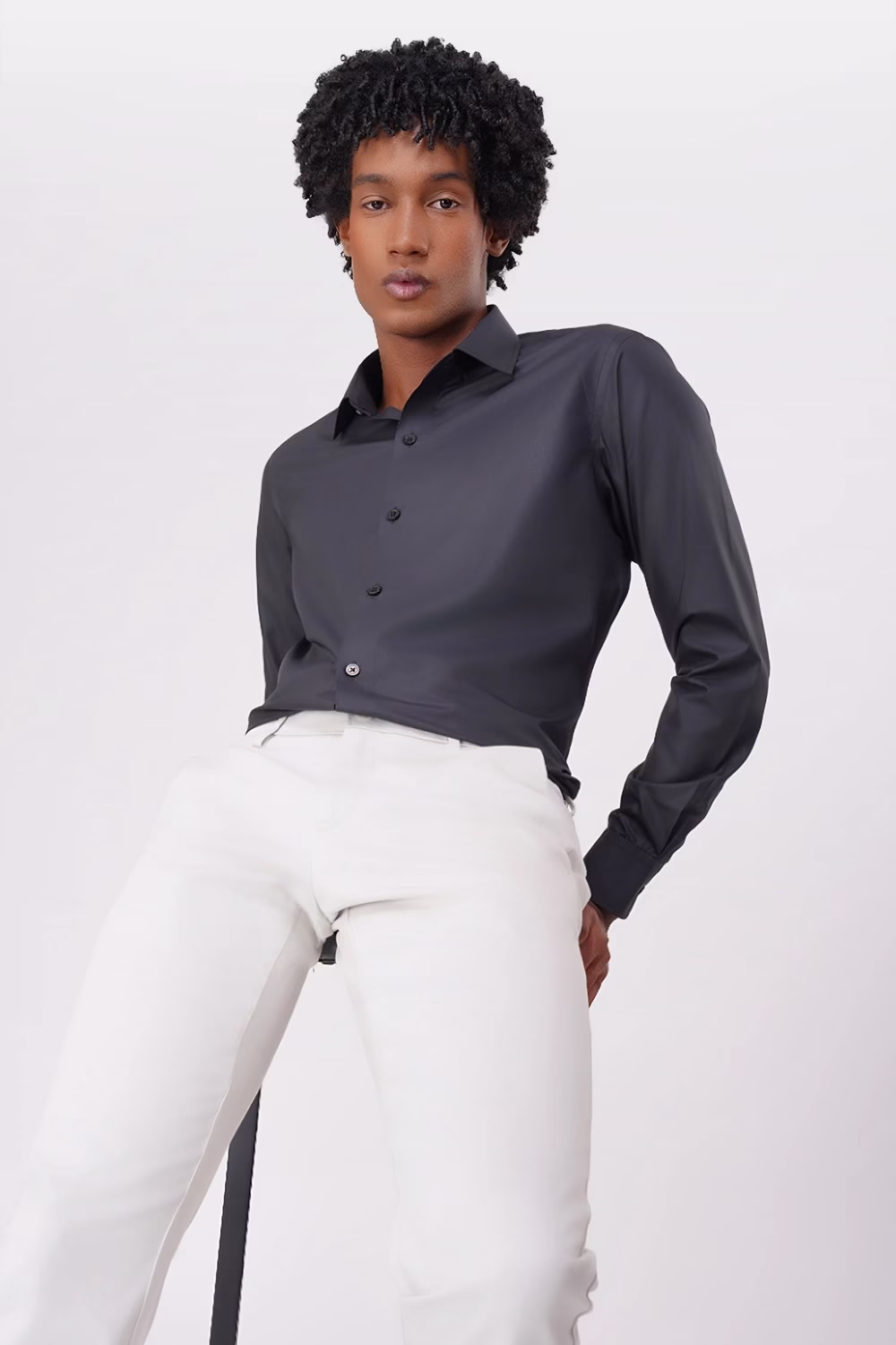 Derris Supreme Solid Wrinkle Free Black Shirt