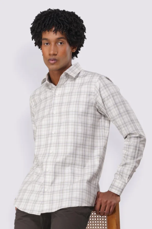 Derris Supreme Prestige Wrinkle-Free Check Shirt - Grey Check