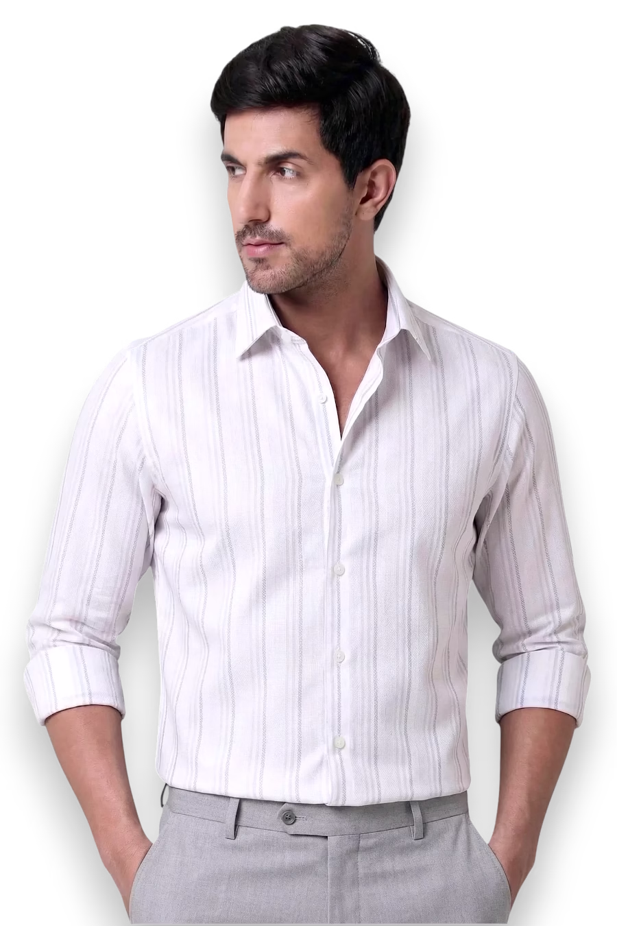 Derris Supreme White Luxury Striped Shirt