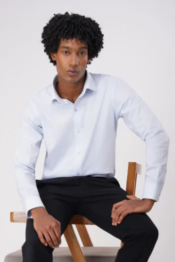Derris Supreme Imperium Textured Cotton Shirt - Sky Blue