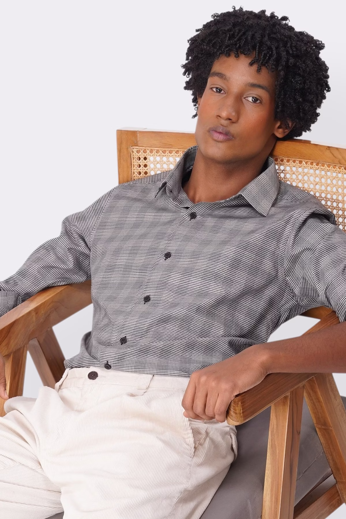 Derris Supreme Grey Micro Check Premium Cotton Shirt