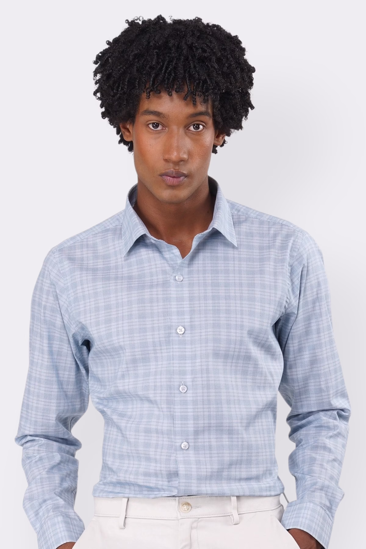 Classic Light Blue Check Slim Fit Shirt
