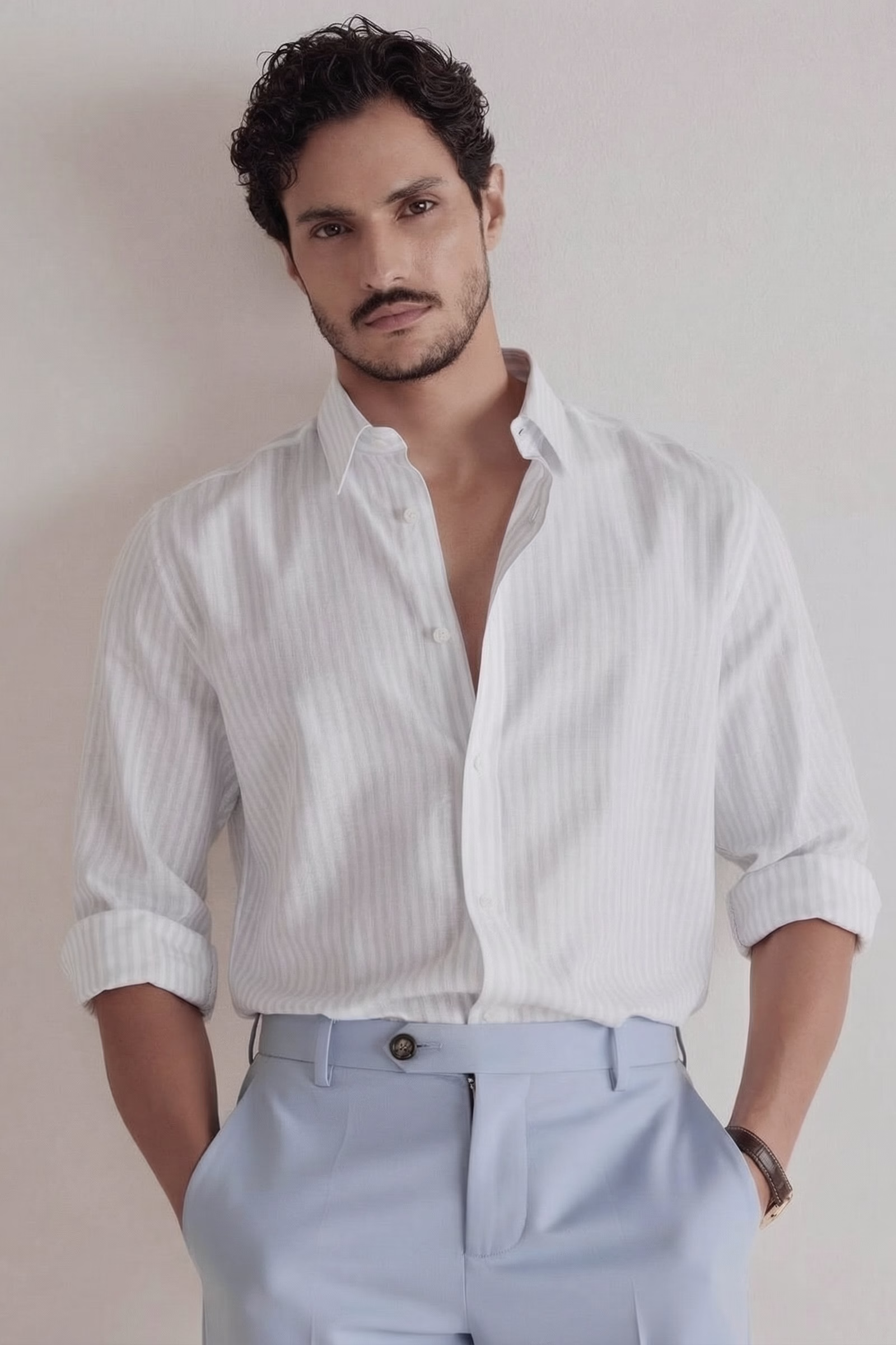 Classic Light Blue Striped Shirt