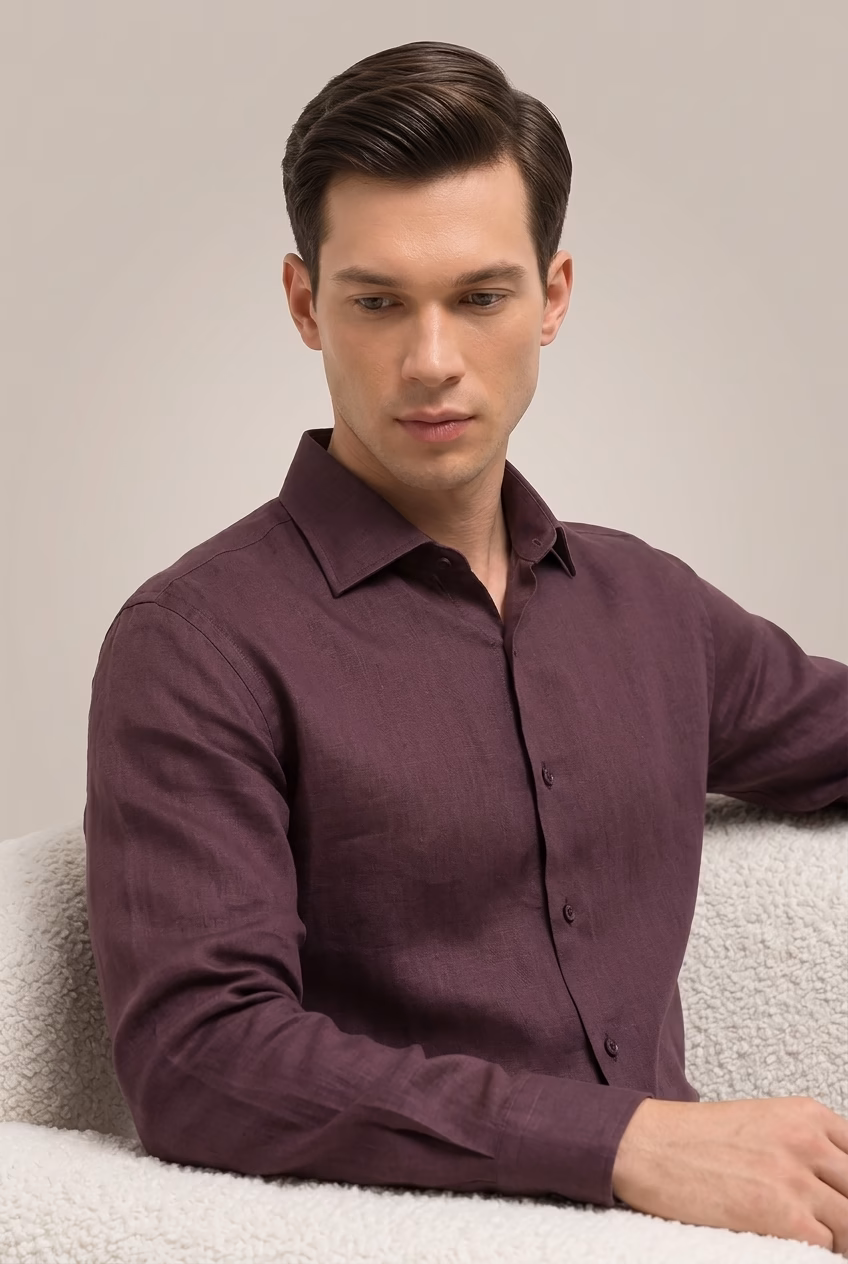 Derris Supreme 100% Pure 60 LEA Linen Shirt - Stone Brown