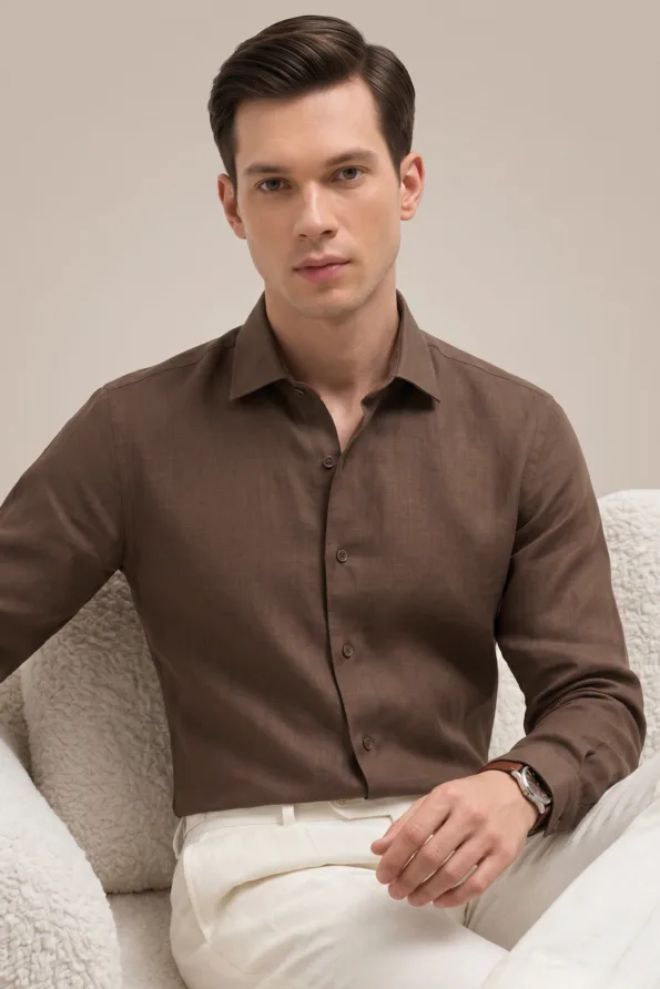 Derris Supreme Elite 60 LEA Burgoyne Linen Shirt - Carafe Brown