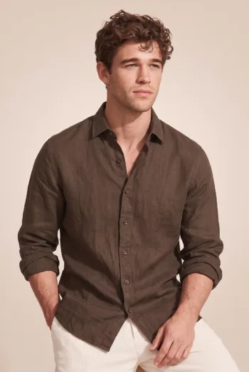 Derris Supreme 60 LEA Casual Linen Shirt - Carafe Brown